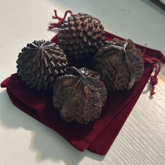 None Other - Wooden Carved Decor Set Rustic Sculpture Balls Home Decor